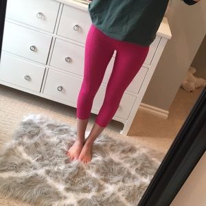 Pink Cropped Workout Leggings